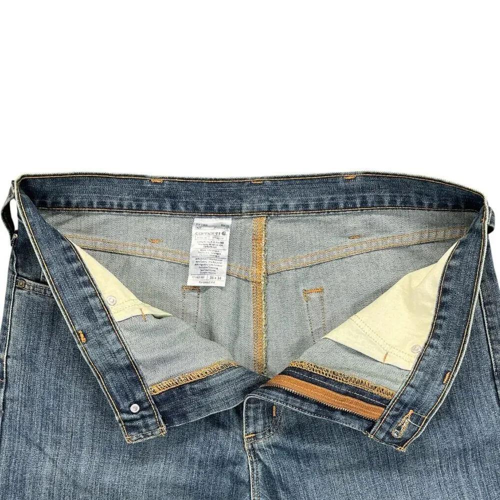 Carhartt Relaxed Fit Men’s Jeans 36x34 Dark Wash Durable Workwear Denim